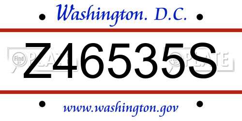Z46535S District Of Columbia License Plate