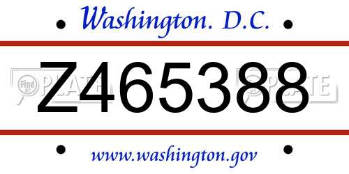 Z465388 District Of Columbia License Plate
