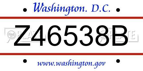 Z46538B District Of Columbia License Plate