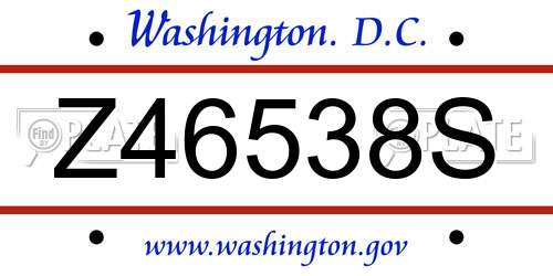 Z46538S District Of Columbia License Plate