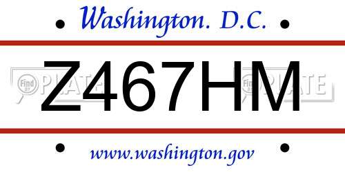 Z467HM District Of Columbia License Plate