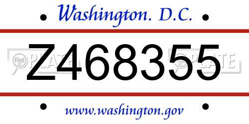 Z468355 District Of Columbia License Plate
