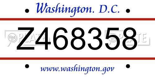 Z468358 District Of Columbia License Plate