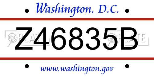 Z46835B District Of Columbia License Plate