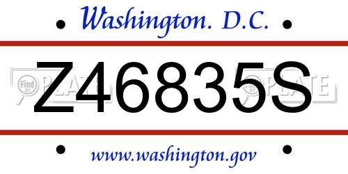 Z46835S District Of Columbia License Plate