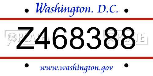 Z468388 District Of Columbia License Plate