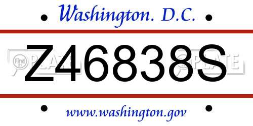 Z46838S District Of Columbia License Plate