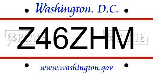 Z46ZHM District Of Columbia License Plate
