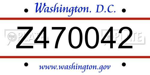 Z470042 District Of Columbia License Plate