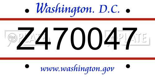 Z470047 District Of Columbia License Plate