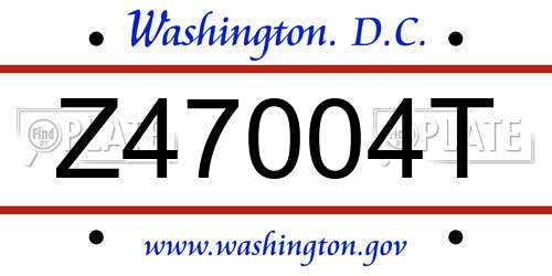 Z47004T District Of Columbia License Plate