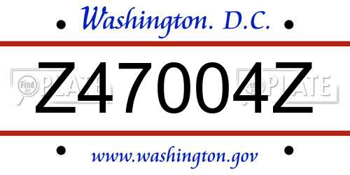Z47004Z District Of Columbia License Plate
