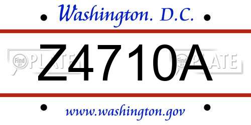 Z4710A District Of Columbia License Plate