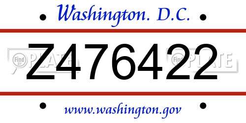 Z476422 District Of Columbia License Plate