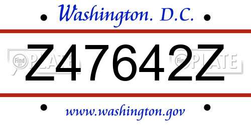 Z47642Z District Of Columbia License Plate