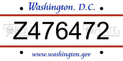 Z476472 District Of Columbia License Plate