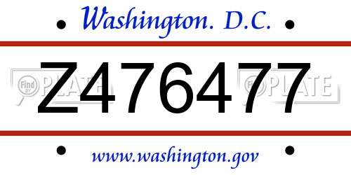 Z476477 District Of Columbia License Plate