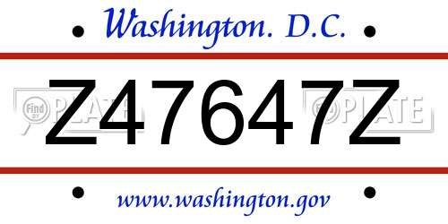 Z47647Z District Of Columbia License Plate