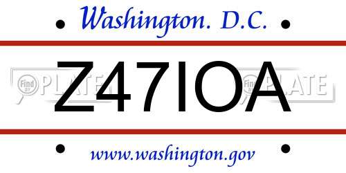 Z47IOA District Of Columbia License Plate