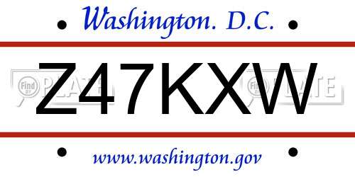 Z47KXW District Of Columbia License Plate