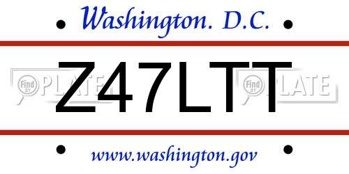 Z47LTT District Of Columbia License Plate