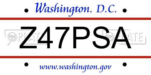 Z47PSA District Of Columbia License Plate