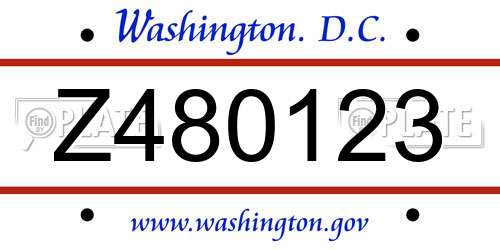 Z480123 District Of Columbia License Plate
