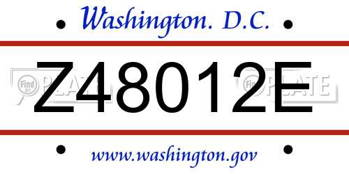 Z48012E District Of Columbia License Plate
