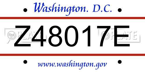 Z48017E District Of Columbia License Plate