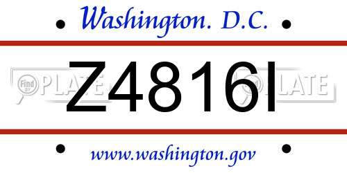 Z4816I District Of Columbia License Plate