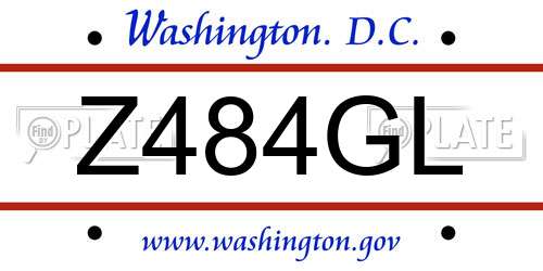Z484GL District Of Columbia License Plate