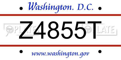 Z4855T District Of Columbia License Plate