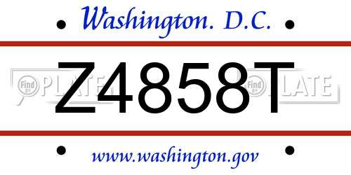Z4858T District Of Columbia License Plate