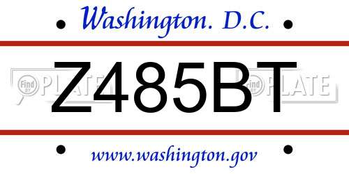 Z485BT District Of Columbia License Plate