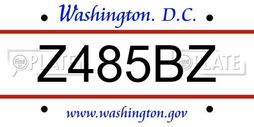 Z485BZ District Of Columbia License Plate