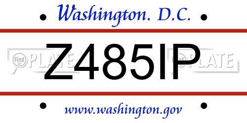 Z485IP District Of Columbia License Plate