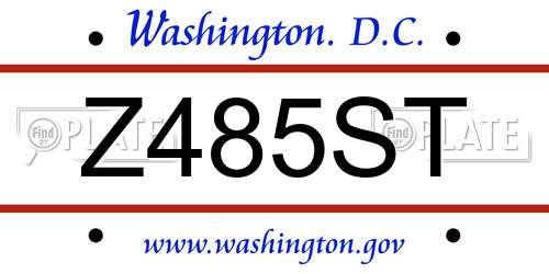 Z485ST District Of Columbia License Plate