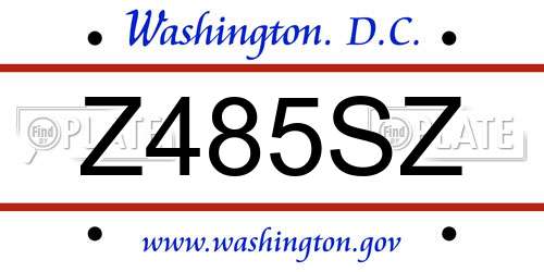 Z485SZ District Of Columbia License Plate