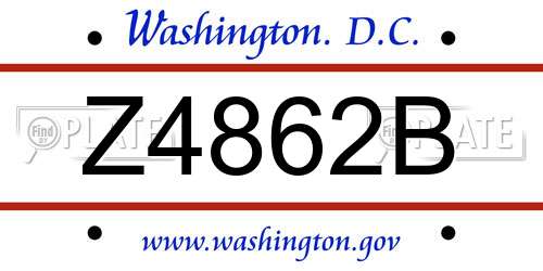 Z4862B District Of Columbia License Plate