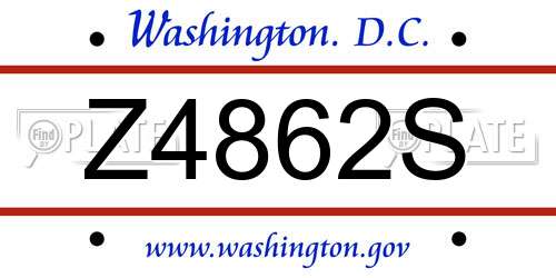 Z4862S District Of Columbia License Plate