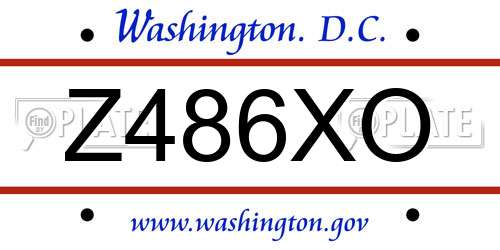 Z486XO District Of Columbia License Plate