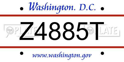 Z4885T District Of Columbia License Plate