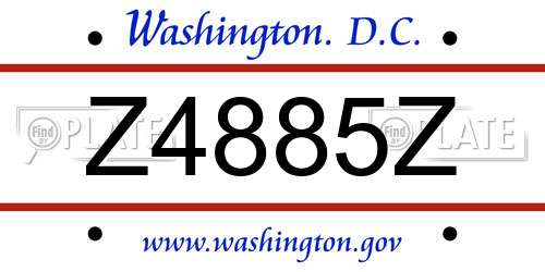 Z4885Z District Of Columbia License Plate