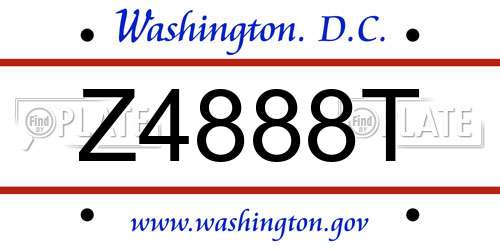 Z4888T District Of Columbia License Plate