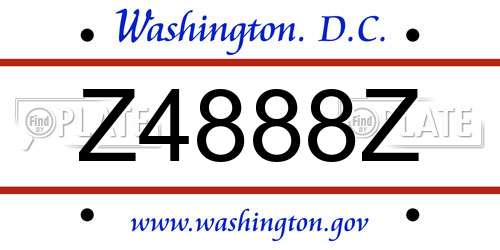 Z4888Z District Of Columbia License Plate