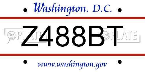 Z488BT District Of Columbia License Plate