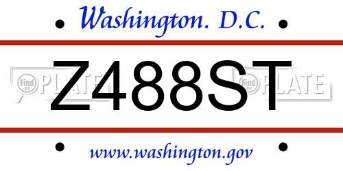 Z488ST District Of Columbia License Plate