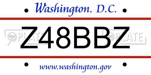 Z48BBZ District Of Columbia License Plate