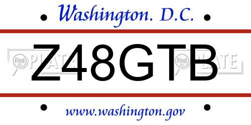 Z48GTB District Of Columbia License Plate