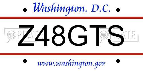 Z48GTS District Of Columbia License Plate